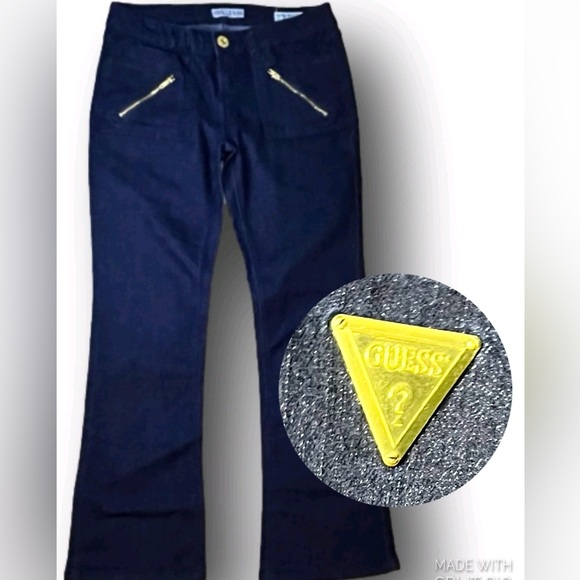 ⚫️TEMP PRICE DROP⚫️Guess Jeans Adrianna Fit Low Rise Skinny Boot Gold Plate Logo - Picture 1 of 12